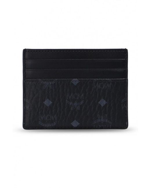 MCM Black Logo-Print Compact Cardholder for men