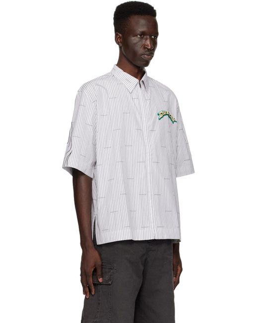 Givenchy White Logo Patch Collared Short-Sleeve Shirt for men