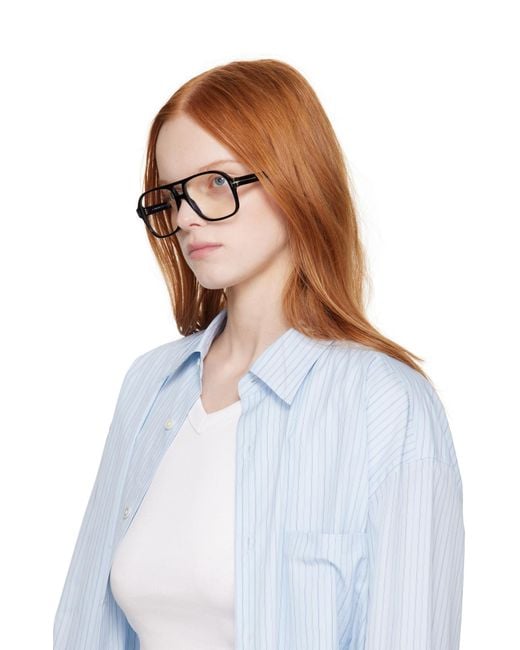 Tom Ford White Eyewear Pilot Frame Glasses for men
