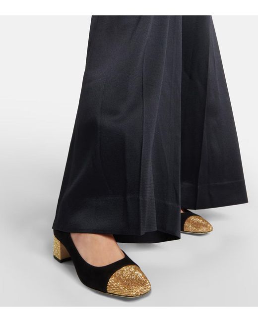 Rene Caovilla Black Bonnie Embellished Suede Pumps