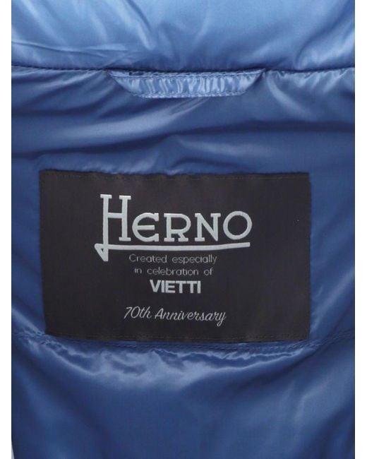 Herno Blue Ultralight Hooded Padded Down Jacket for men