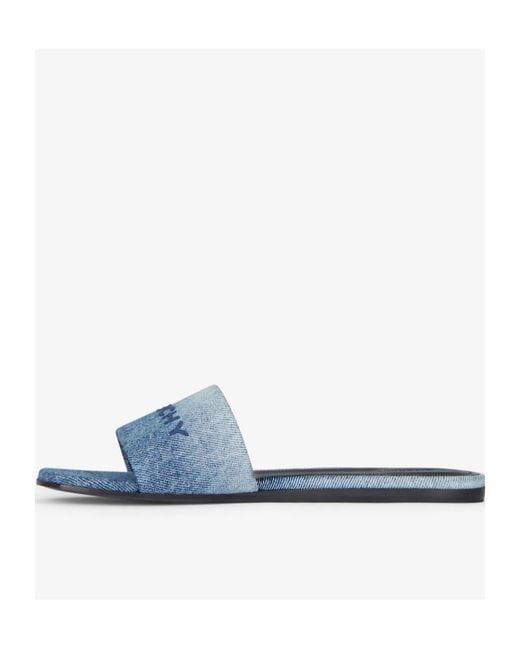 Givenchy Blue Logo Detailed Denim Flat Mules