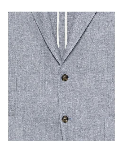 Lardini Blue Button Linen Blazer for men