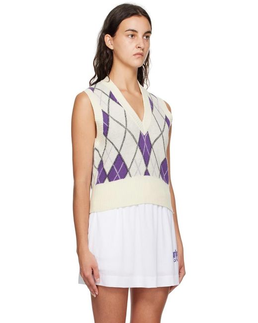 Ganni Purple X Prince Graphic Harlequin V-Neck Vest