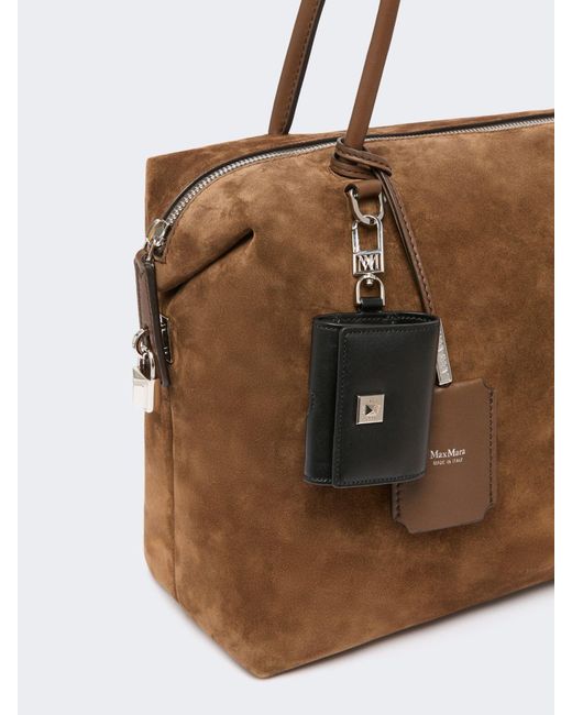 Max Mara Brown Zip-Fastening Suede Tote Bag