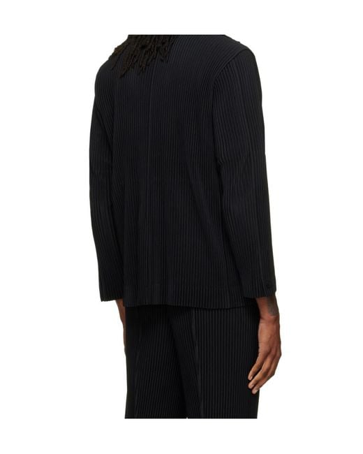 Homme Plissé Issey Miyake Black Pleated Notch-Lapel Jacket for men
