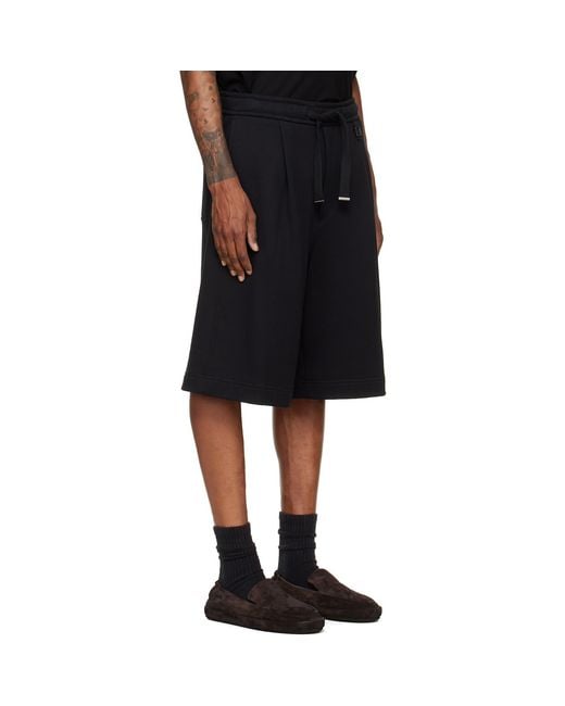 Wooyoungmi Black Single-Pleat Shorts for men