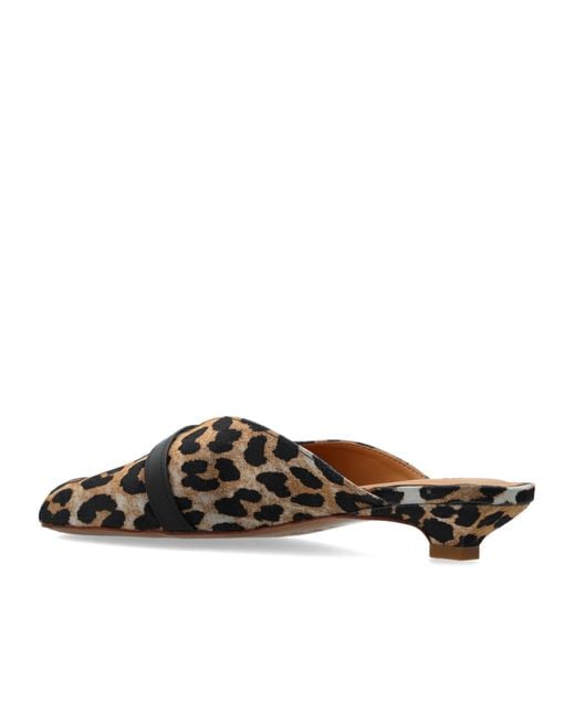 Ganni Brown Buckle Leopard-Print Mules