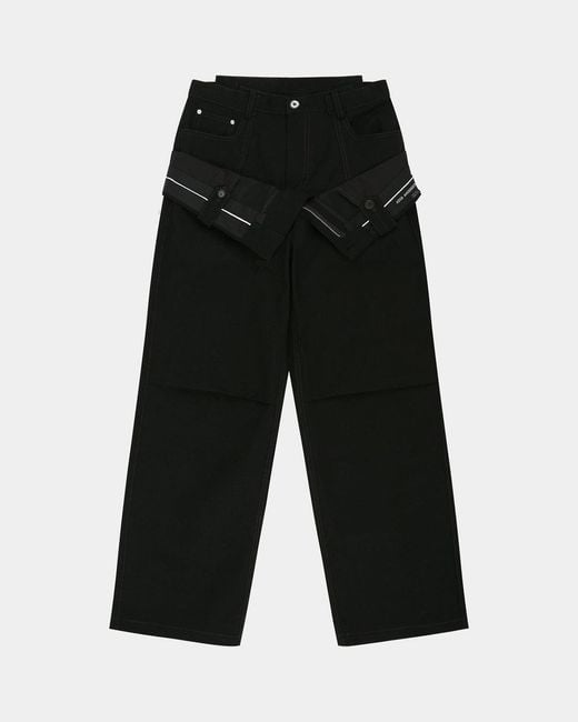 ANDERSSON BELL Black Double-Belted Wide-Leg Pants for men