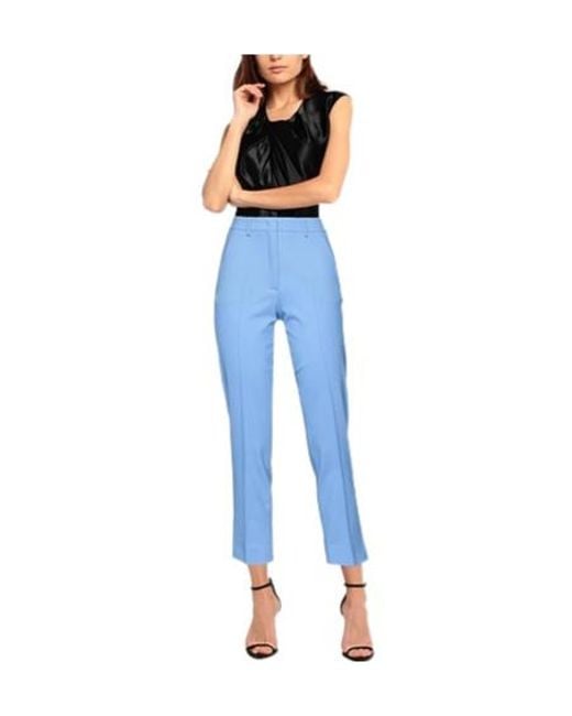 Weekend by Maxmara Blue Solid-Colored Wool Trousers