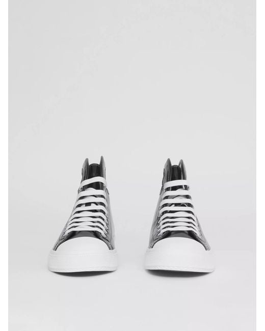 Burberry Black Porthole-Detail High-Top Sneakers for men