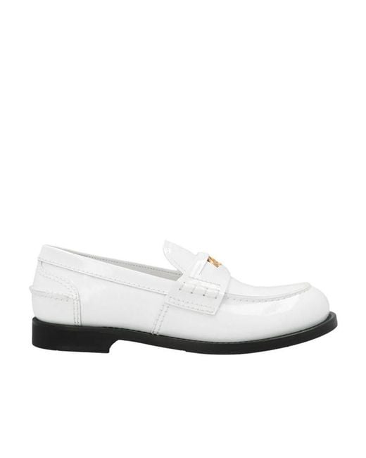 Miu Miu White Logo Detailed Slip-On Penny Loafers