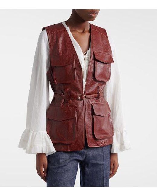 Dorothee Schumacher Red Broken Shine Leather Vest