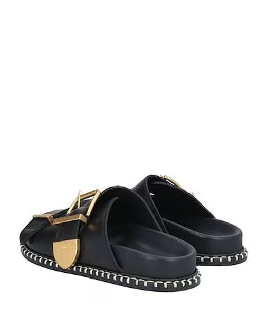 Chloé Black Flat Sandals
