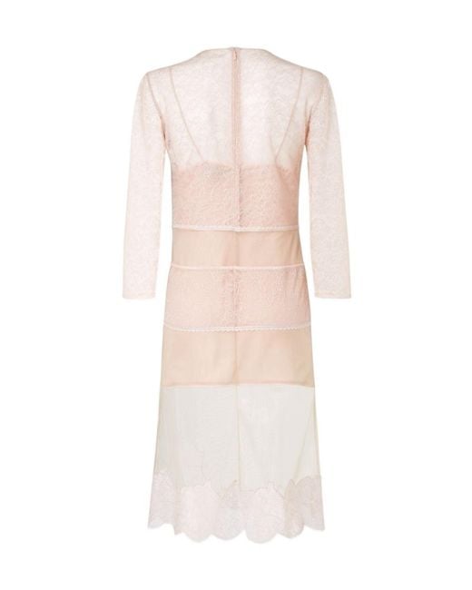 Fendi Pink Trompe-L'Oeil Effect Lace Midi Dress