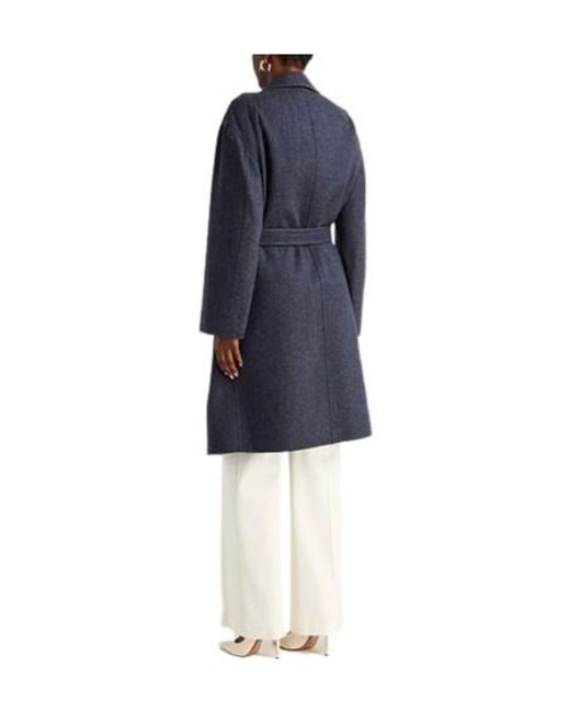 Max Mara Blue Midnight Coat Virgin Wool
