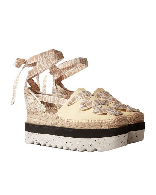 Stella McCartney Metallic Gaia Platform Strapped Espadrilles