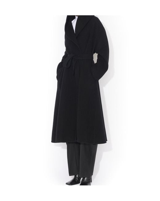 Alaïa Black Virgin Wool Hooded Wrap Coat