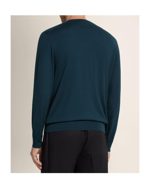 Zegna Blue Dark Vellus Aureum Crewneck for men