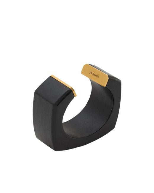 Saint Laurent Black Geometric Open Bracelet