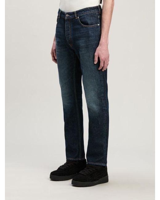 Palm Angels Blue Straight Leg Jeans for men