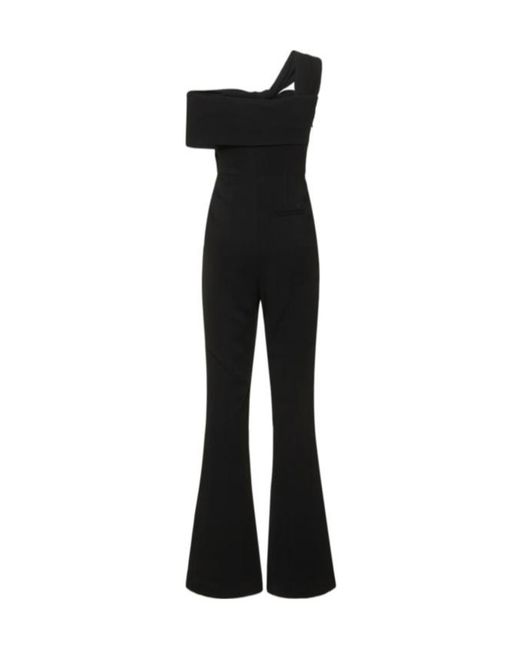 Roland Mouret Black Asymmetric Stretch Viscose Cady Jumpsuit