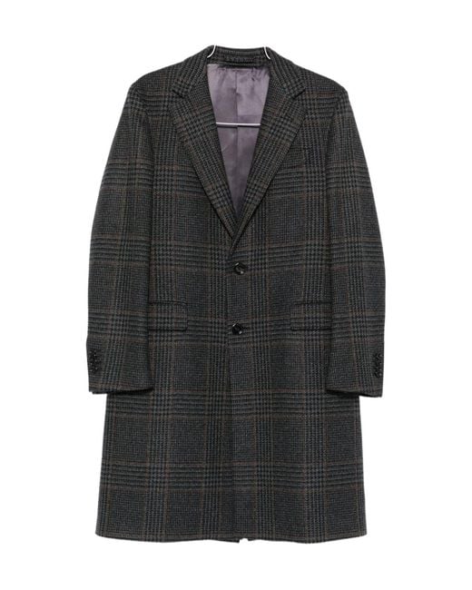 Lardini Black Checked Wool Coat for men