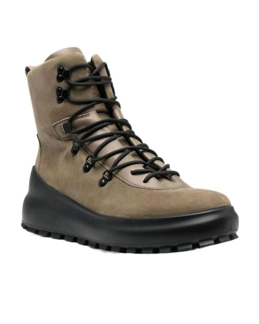 Stone Island Brown Lace-Up Suede Boots for men