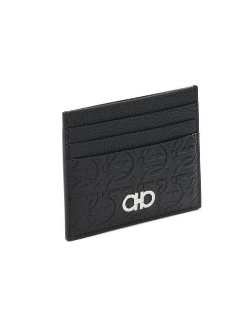 Ferragamo Black Flat Card Holder for men