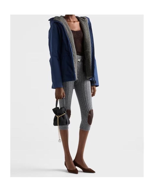 Prada Blue Belted Hooded Jacket