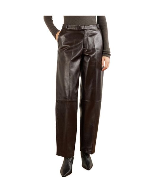 Arma Brown Palermo Leather Straight-Leg Pants