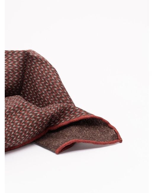 Brunello Cucinelli Red Geometric Pattern Pocket Square for men
