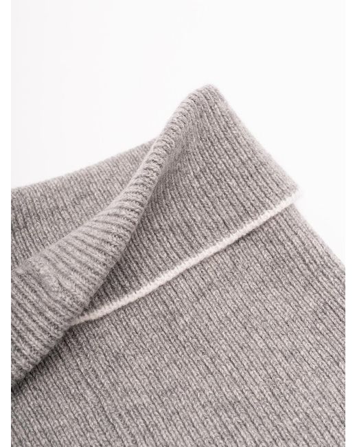 Brunello Cucinelli White Ribbed Knit Scarf for men