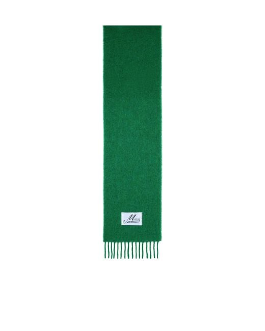 Marni Green Logo Patch Fringed Scarf for men