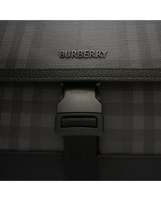 Burberry Black City Check Messenger Bag for men