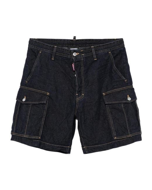DSquared² Black Summer Lovers Denim Cargo Shorts for men