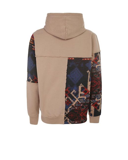 Balmain Brown Cotton Sweatshirt With Patchwork Print for men