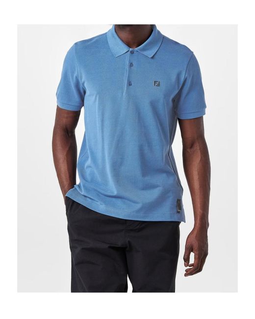 Fendi Blue Metall Ff Polo Sn52 for men