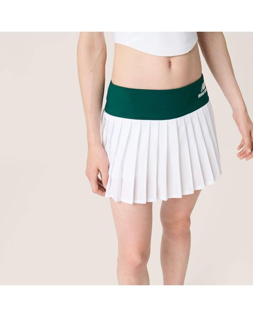 Miu Miu Green Stretch Technical Jersey Pleated Miniskirt