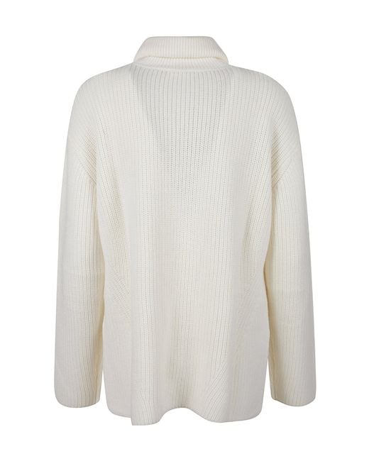 P.A.R.O.S.H. White P.A.R.O..H. Flower Embellished Turtleneck Jumper