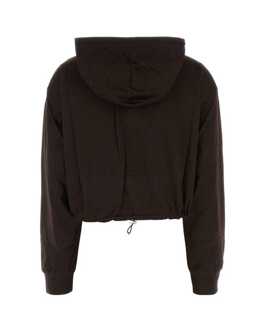 Prada Black Half-Zipped Drawstring Hoodie