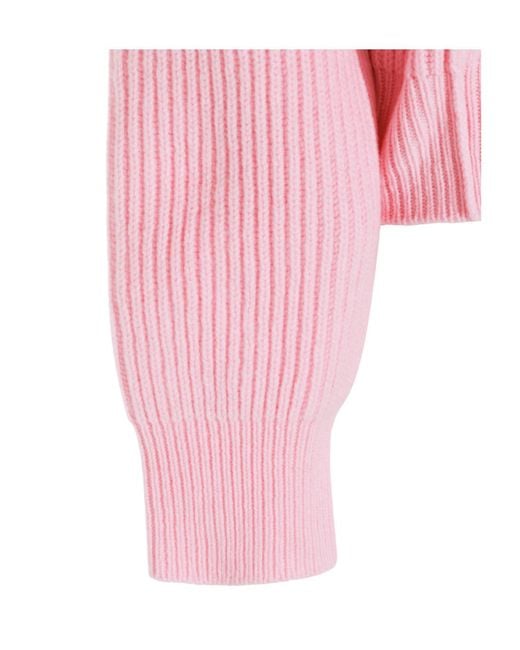 Marni Pink Ribbed V-Neck Ribbed Jumper