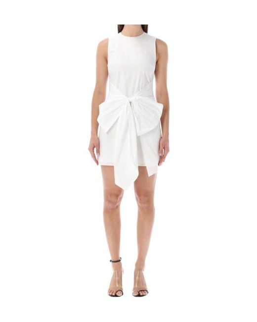 ROTATE BIRGER CHRISTENSEN White Sleeveless Dress W/ Bow Bright