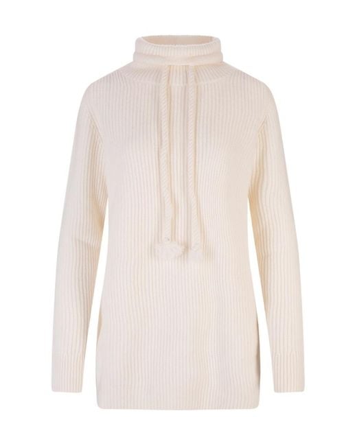 Max Mara White Rib Knitted Sweater