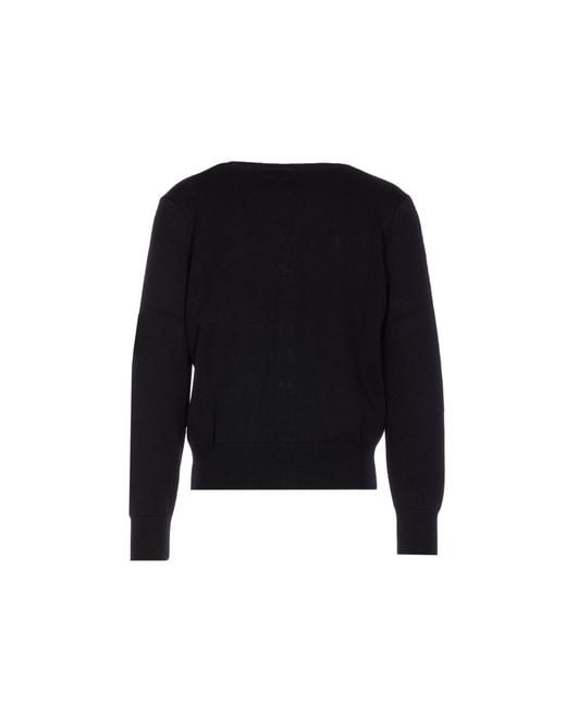 AMI Black Logo Embroidered V-Neck Cardigan for men