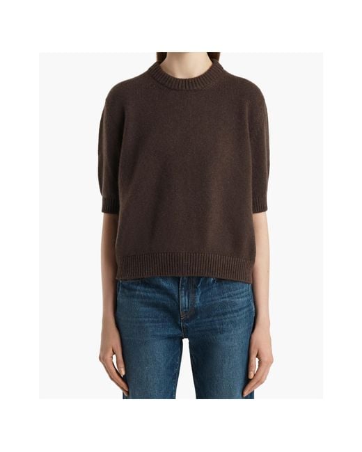 Khaite Brown Short Sleeved Crewneck Jumper