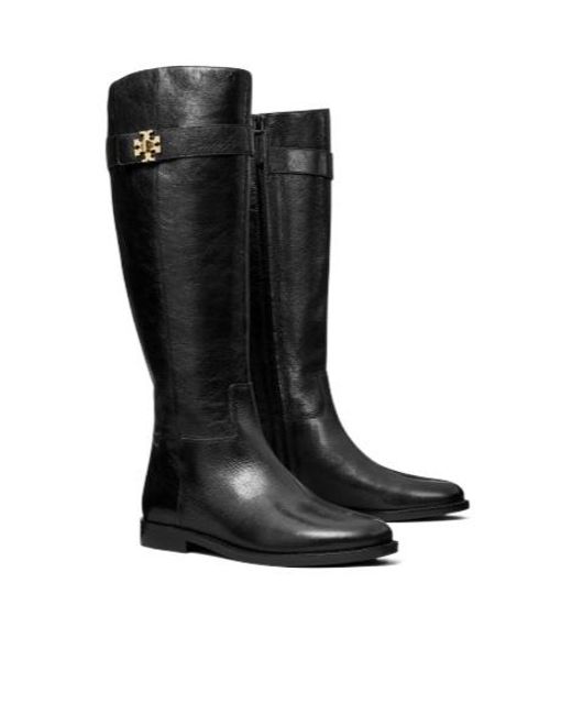 Tory Burch Black Logo Plaque Boots