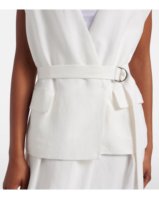 Brunello Cucinelli White Belted Wrap Dress