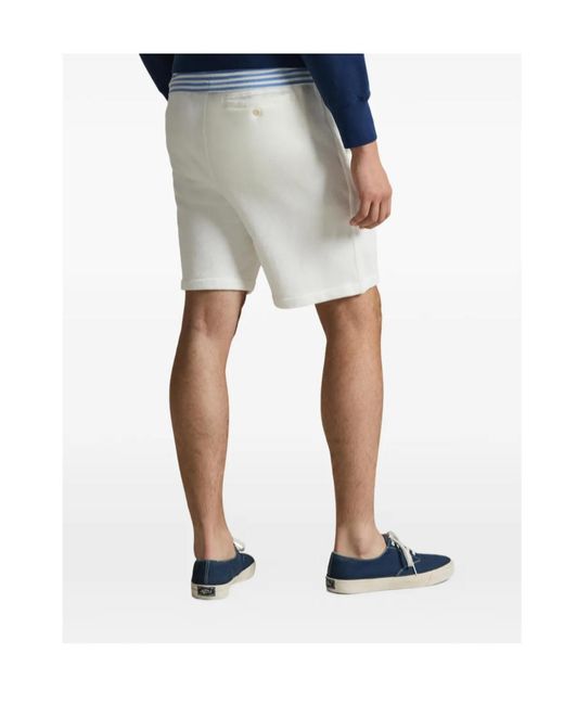 Polo Ralph Lauren White Logo Drawstring Sweat Shorts for men