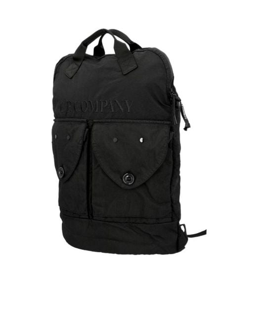 C P Company Black Zippered Backpack for men